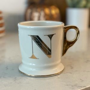 Anthropology Gold Letter N Mug